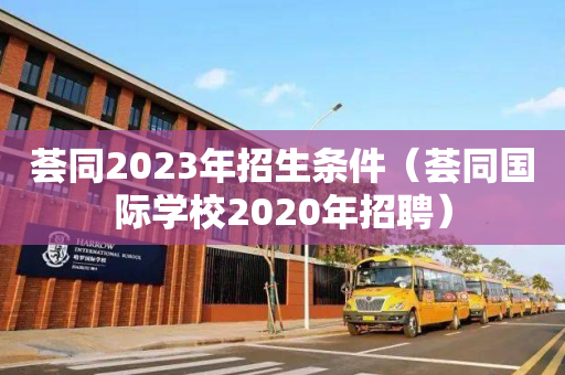 荟同2023年招生条件（荟同国际学校2020年招聘）