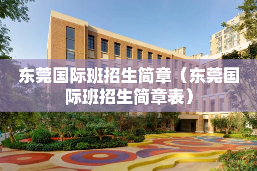 东莞国际班招生简章（东莞国际班招生简章表）