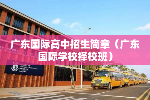 广东国际高中招生简章（广东国际学校择校班）