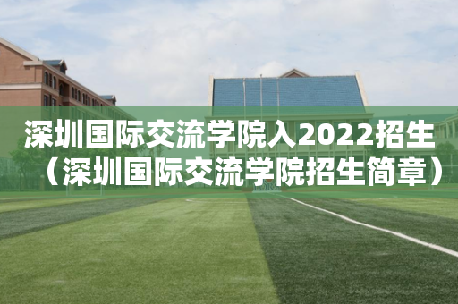 深圳国际交流学院入2022招生（深圳国际交流学院招生简章）