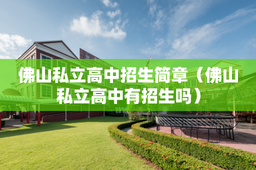 佛山私立高中招生简章（佛山私立高中有招生吗）