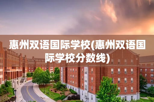 惠州双语国际学校(惠州双语国际学校分数线)