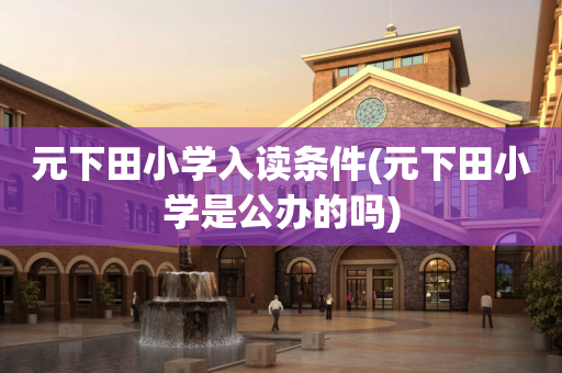 元下田小学入读条件(元下田小学是公办的吗)