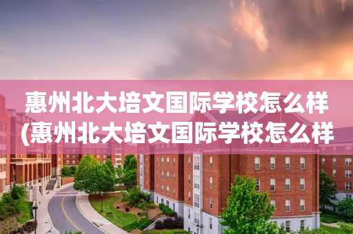 惠州北大培文国际学校怎么样(惠州北大培文国际学校怎么样收费)