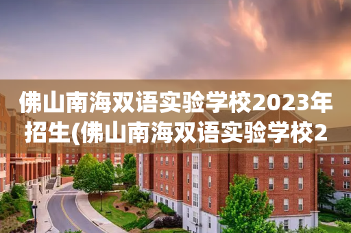 佛山南海双语实验学校2023年招生(佛山南海双语实验学校2023年招生人数)