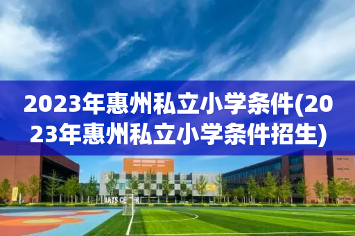 2023年惠州私立小学条件(2023年惠州私立小学条件招生)