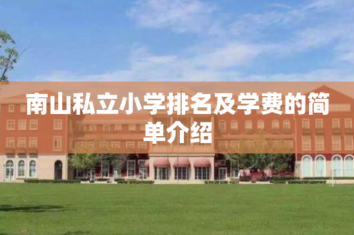 南山私立小学排名及学费的简单介绍