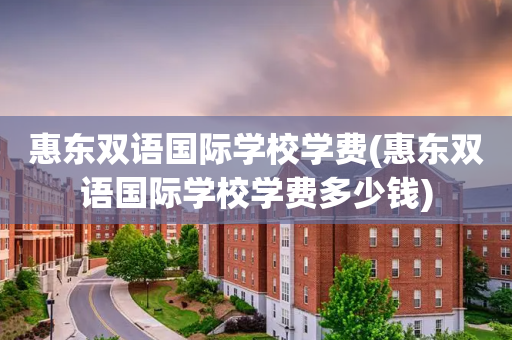 惠东双语国际学校学费(惠东双语国际学校学费多少钱)