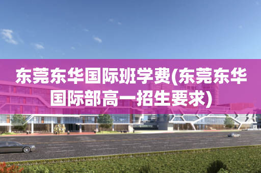 东莞东华国际班学费(东莞东华国际部高一招生要求)