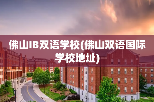 佛山IB双语学校(佛山双语国际学校地址)