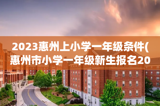 2023惠州上小学一年级条件(惠州市小学一年级新生报名2020)