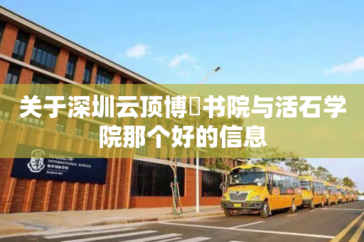 关于深圳云顶博朤书院与活石学院那个好的信息