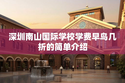 深圳南山国际学校学费早鸟几折的简单介绍
