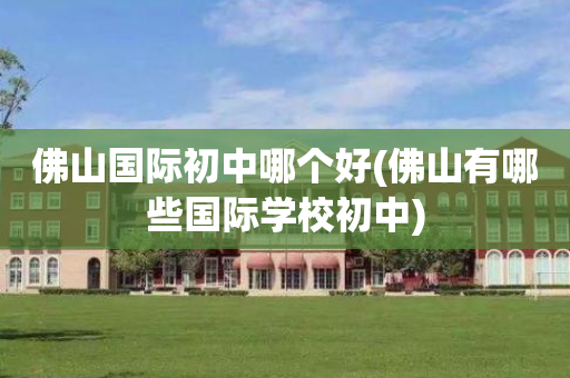 佛山国际初中哪个好(佛山有哪些国际学校初中)