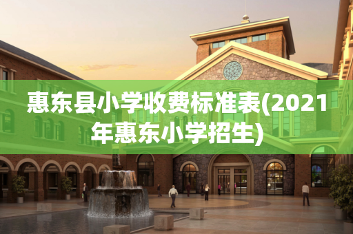 惠东县小学收费标准表(2021年惠东小学招生)