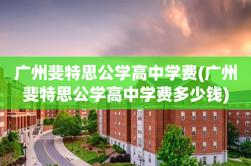 广州斐特思公学高中学费(广州斐特思公学高中学费多少钱)