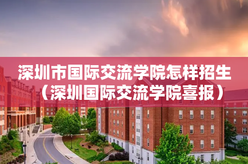 深圳市国际交流学院怎样招生（深圳国际交流学院喜报）