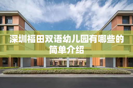 深圳福田双语幼儿园有哪些的简单介绍