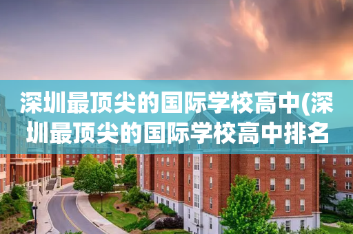 深圳最顶尖的国际学校高中(深圳最顶尖的国际学校高中排名)