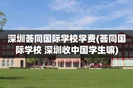 深圳荟同国际学校学费(荟同国际学校 深圳收中国学生嘛)