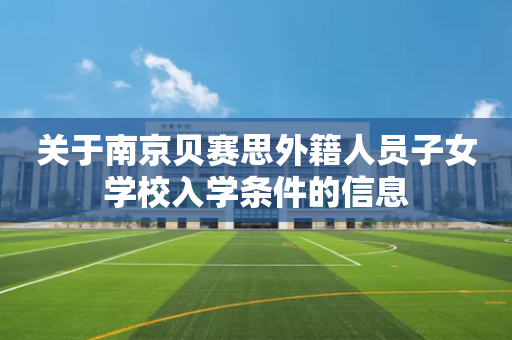 关于南京贝赛思外籍人员子女学校入学条件的信息