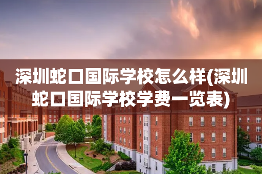 深圳蛇口国际学校怎么样(深圳蛇口国际学校学费一览表)