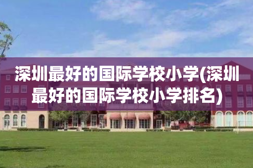 深圳最好的国际学校小学(深圳最好的国际学校小学排名)