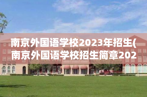 南京外国语学校2023年招生(南京外国语学校招生简章2021)