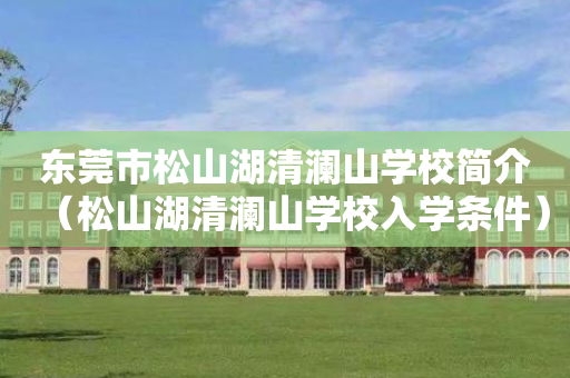 东莞市松山湖清澜山学校简介（松山湖清澜山学校入学条件）